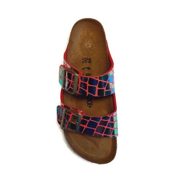 Birkenstock Arizona BS Sandals Womens Size 8 - 8.5 NARROW Gator Gleam Raspberry - Picture 4 of 10